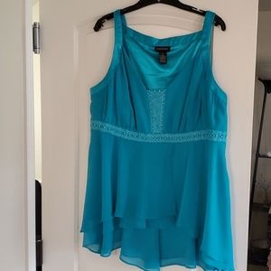 Turquoise high-low blouse